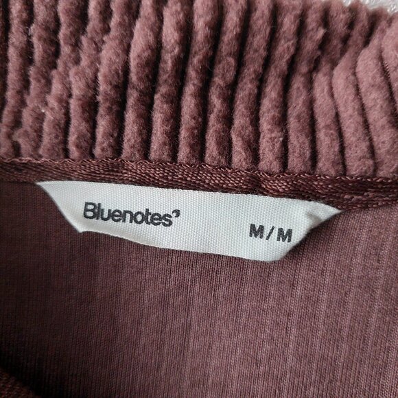 Bluenotes Brown Sherpa Fleece Button-Down Shacket With Corduroy Details Sz M - Picture 3 of 7